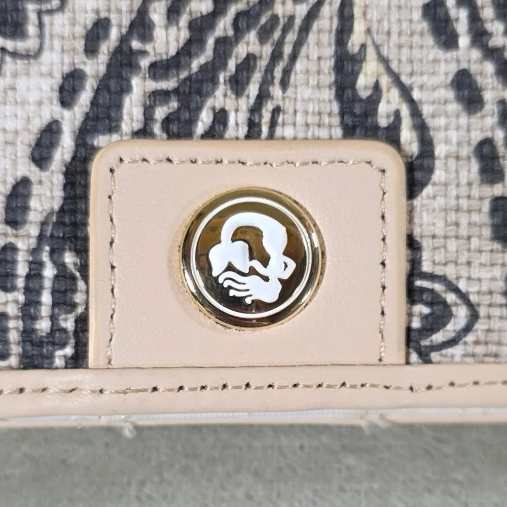 Spartina 449 Bellinger Daufuskie Island Linen Leather Wallet Black Cream Floral - Picture 3 of 7